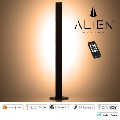 LEDTM® ALIEN-DIVA-BLACK-50-3 ALIEN Design DIVA Μοντέρνο Minimal Nordic Μεταλλικό Φωτιστικό Επιτραπέζιο - Πορτατίφ - Λαμπατέρ Μαύρο LED 8W 960lm με Ασύρματο Χειριστήριο RF & Dimmer IP20 Θερμό Λευκό 3000K Μ3 x Π1.6 x Υ50cm - Image 3