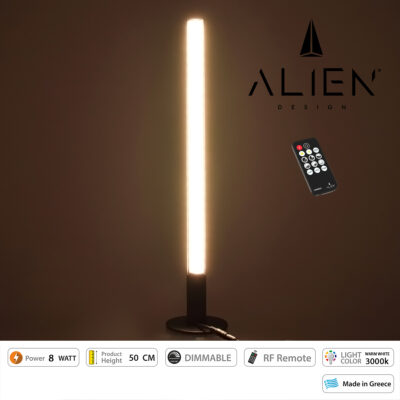 LEDTM® ALIEN-DIVA-BLACK-50-3 ALIEN Design DIVA Μοντέρνο Minimal Nordic Μεταλλικό Φωτιστικό Επιτραπέζιο - Πορτατίφ - Λαμπατέρ Μαύρο LED 8W 960lm με Ασύρματο Χειριστήριο RF & Dimmer IP20 Θερμό Λευκό 3000K Μ3 x Π1.6 x Υ50cm - Image 4