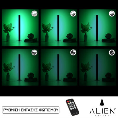 Alternative view of LEDTM® ALIEN-DIVA-BLACK-50-5 ALIEN Design DIVA Μοντέρνο Minimal Nordic Μεταλλικό Φωτιστικό Επιτραπέζιο - Πορτατίφ - Λαμπατέρ Μαύρο LED 8W 800lm με Ασύρματο Χειριστήριο RF & Dimmer IP20 Πράσινο Μ3 x Π1.6 x Υ50cm