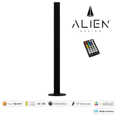 LEDTM® ALIEN-DIVA-BLACK-50-9 ALIEN Design DIVA Μοντέρνο Minimal Nordic Μεταλλικό Φωτιστικό Επιτραπέζιο - Πορτατίφ - Λαμπατέρ Μαύρο LED 10W 1500lm με Ασύρματο Χειριστήριο RF & Dimmer IP20 Πολύχρωμο + CCT - RGBW + WW Μ3 x Π1.6 x Υ50cm - Image 5