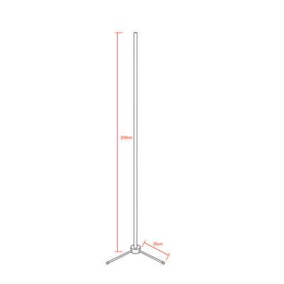 Alternative view of Μοντέρνο Minimal Επιδαπέδιο Μαύρο Φωτιστικό 200cm LED 32 Watt με Ασύρματο Χειριστήριο RF & Dimmer Θερμό Λευκό 3000k LEDTM ALIEN Design GLOBO-200-3