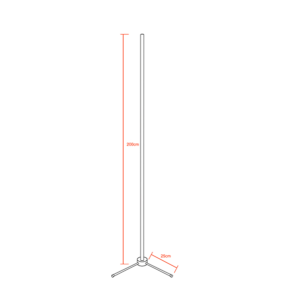 Μοντέρνο Minimal Επιδαπέδιο Μαύρο Φωτιστικό 200cm LED 32 Watt με Ασύρματο Χειριστήριο RF & Dimmer Θερμό Λευκό 3000k LEDTM ALIEN Design GLOBO-200-3 - Image 2