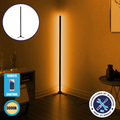 Μοντέρνο Minimal Επιδαπέδιο Μαύρο Φωτιστικό 100cm LED 16 Watt με Ασύρματο Χειριστήριο RF & Dimmer Θερμό Λευκό 3000k LEDTM ALIEN Design GLOBO-100-3