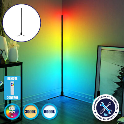 Μοντέρνο Minimal Επιδαπέδιο Μαύρο Φωτιστικό 150cm LED 30 Watt με Ασύρματο Χειριστήριο 2.4G RF & Dimmer RGBW+WW Πολύχρωμο - Ψυχρό - Ημέρας - Θερμό LEDTM ALIEN Design GLOBO-150-9