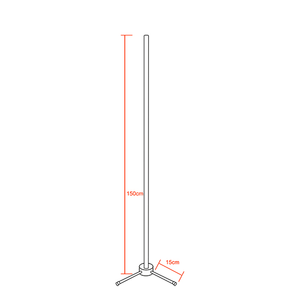 Μοντέρνο Minimal Επιδαπέδιο Μαύρο Φωτιστικό 150cm LED 24 Watt με Ασύρματο Χειριστήριο RF & Dimmer Ψυχρό Λευκό 6000k LEDTM ALIEN Design GLOBO-150-1 - Image 2