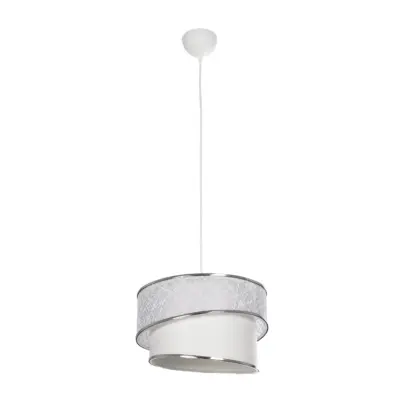 LEDTM® SONIA 203-0115 Μοντέρνο Κρεμαστό Φωτιστικό Καπέλο Μονόφωτο 1 x E27 IP20 Λευκό Ύφασμα με Ασημί Λεπτομέρεια -Μ30 x Π30 x Υ24 cm - Image 4