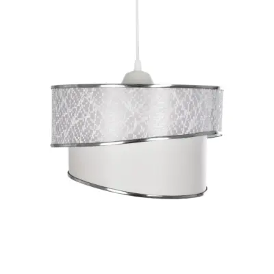 LEDTM® SONIA 203-0115 Μοντέρνο Κρεμαστό Φωτιστικό Καπέλο Μονόφωτο 1 x E27 IP20 Λευκό Ύφασμα με Ασημί Λεπτομέρεια -Μ30 x Π30 x Υ24 cm - Image 5