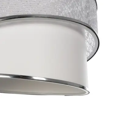 LEDTM® SONIA 203-0115 Μοντέρνο Κρεμαστό Φωτιστικό Καπέλο Μονόφωτο 1 x E27 IP20 Λευκό Ύφασμα με Ασημί Λεπτομέρεια -Μ30 x Π30 x Υ24 cm - Image 8