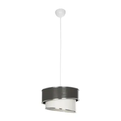 LEDTM® SONIA 203-0116 Μοντέρνο Κρεμαστό Φωτιστικό Καπέλο Μονόφωτο 1 x E27 IP20 Σκούρο Γκρι & Λευκό Ύφασμα με Ασημί Λεπτομέρεια - Μ30 x Π30 x Υ90 cm - Image 4