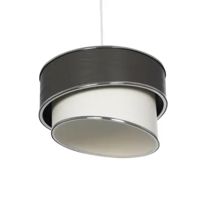 LEDTM® SONIA 203-0116 Μοντέρνο Κρεμαστό Φωτιστικό Καπέλο Μονόφωτο 1 x E27 IP20 Σκούρο Γκρι & Λευκό Ύφασμα με Ασημί Λεπτομέρεια - Μ30 x Π30 x Υ90 cm - Image 6