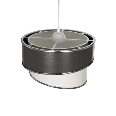 LEDTM® SONIA 203-0116 Μοντέρνο Κρεμαστό Φωτιστικό Καπέλο Μονόφωτο 1 x E27 IP20 Σκούρο Γκρι & Λευκό Ύφασμα με Ασημί Λεπτομέρεια - Μ30 x Π30 x Υ90 cm - Image 7