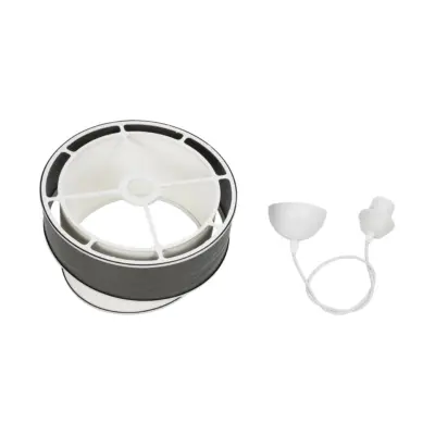 LEDTM® SONIA 203-0116 Μοντέρνο Κρεμαστό Φωτιστικό Καπέλο Μονόφωτο 1 x E27 IP20 Σκούρο Γκρι & Λευκό Ύφασμα με Ασημί Λεπτομέρεια - Μ30 x Π30 x Υ90 cm - Image 10