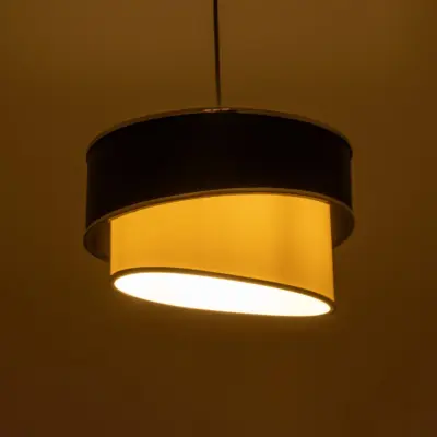 LEDTM® SONIA 203-0118 Μοντέρνο Κρεμαστό Φωτιστικό Καπέλο Μονόφωτο 1 x E27 IP20 Μαύρο & Λευκό Ύφασμα με Ασημί Λεπτομέρεια - Μ30 x Π30 x Υ90 cm - Image 3