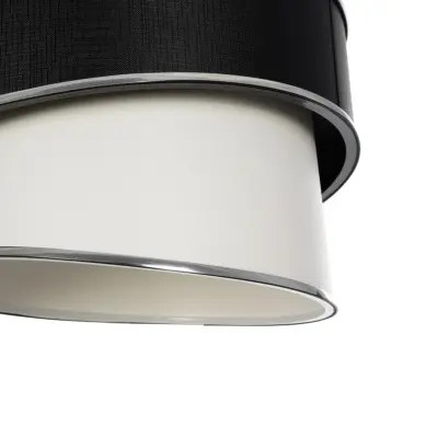 LEDTM® SONIA 203-0118 Μοντέρνο Κρεμαστό Φωτιστικό Καπέλο Μονόφωτο 1 x E27 IP20 Μαύρο & Λευκό Ύφασμα με Ασημί Λεπτομέρεια - Μ30 x Π30 x Υ90 cm - Image 8