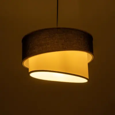 LEDTM® SONIA 203-0120 Μοντέρνο Κρεμαστό Φωτιστικό Καπέλο Μονόφωτο 1 x E27 IP20 Μαύρο & ΑσπροΎφασμα - Μ30 x Π30 x Υ24 cm - Image 3