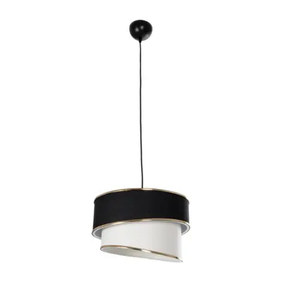 LEDTM® SONIA 203-0120 Μοντέρνο Κρεμαστό Φωτιστικό Καπέλο Μονόφωτο 1 x E27 IP20 Μαύρο & ΑσπροΎφασμα - Μ30 x Π30 x Υ24 cm - Image 4