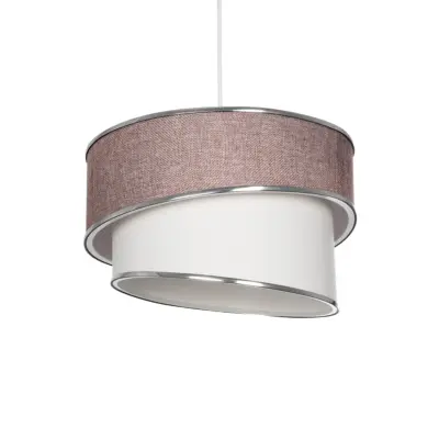 LEDTM® SONIA 203-0122 Μοντέρνο Κρεμαστό Φωτιστικό Καπέλο Μονόφωτο 1 x E27 IP20 Ροζ & Λευκό Ύφασμα με Ασημί Λεπτομέρεια - Μ30 x Π30 x Υ90 cm