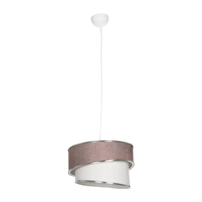 LEDTM® SONIA 203-0122 Μοντέρνο Κρεμαστό Φωτιστικό Καπέλο Μονόφωτο 1 x E27 IP20 Ροζ & Λευκό Ύφασμα με Ασημί Λεπτομέρεια - Μ30 x Π30 x Υ90 cm - Image 4