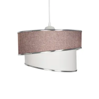 LEDTM® SONIA 203-0122 Μοντέρνο Κρεμαστό Φωτιστικό Καπέλο Μονόφωτο 1 x E27 IP20 Ροζ & Λευκό Ύφασμα με Ασημί Λεπτομέρεια - Μ30 x Π30 x Υ90 cm - Image 5