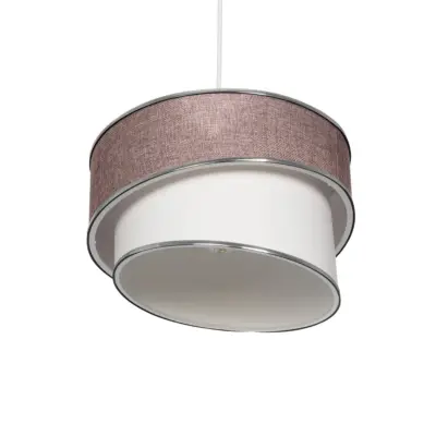 LEDTM® SONIA 203-0122 Μοντέρνο Κρεμαστό Φωτιστικό Καπέλο Μονόφωτο 1 x E27 IP20 Ροζ & Λευκό Ύφασμα με Ασημί Λεπτομέρεια - Μ30 x Π30 x Υ90 cm - Image 6