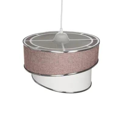 LEDTM® SONIA 203-0122 Μοντέρνο Κρεμαστό Φωτιστικό Καπέλο Μονόφωτο 1 x E27 IP20 Ροζ & Λευκό Ύφασμα με Ασημί Λεπτομέρεια - Μ30 x Π30 x Υ90 cm - Image 7
