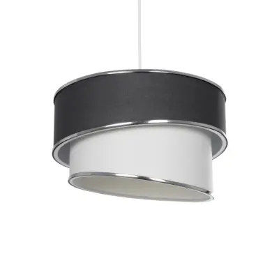LEDTM® SONIA 203-0123 Μοντέρνο Κρεμαστό Φωτιστικό Καπέλο Μονόφωτο 1 x E27 IP20 Γκρι & Λευκό Ύφασμα με Ασημί Λεπτομέρεια - Μ30 x Π30 x Υ90 cm