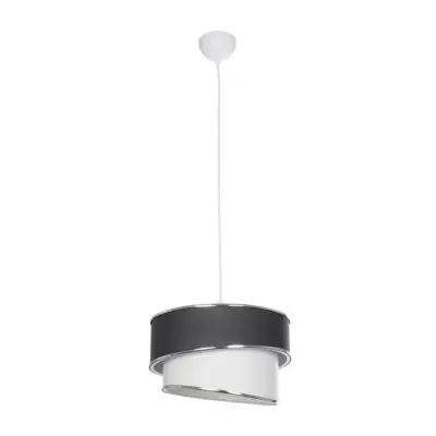 LEDTM® SONIA 203-0123 Μοντέρνο Κρεμαστό Φωτιστικό Καπέλο Μονόφωτο 1 x E27 IP20 Γκρι & Λευκό Ύφασμα με Ασημί Λεπτομέρεια - Μ30 x Π30 x Υ90 cm - Image 4