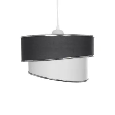 LEDTM® SONIA 203-0123 Μοντέρνο Κρεμαστό Φωτιστικό Καπέλο Μονόφωτο 1 x E27 IP20 Γκρι & Λευκό Ύφασμα με Ασημί Λεπτομέρεια - Μ30 x Π30 x Υ90 cm - Image 5