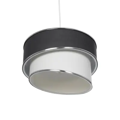 LEDTM® SONIA 203-0123 Μοντέρνο Κρεμαστό Φωτιστικό Καπέλο Μονόφωτο 1 x E27 IP20 Γκρι & Λευκό Ύφασμα με Ασημί Λεπτομέρεια - Μ30 x Π30 x Υ90 cm - Image 6