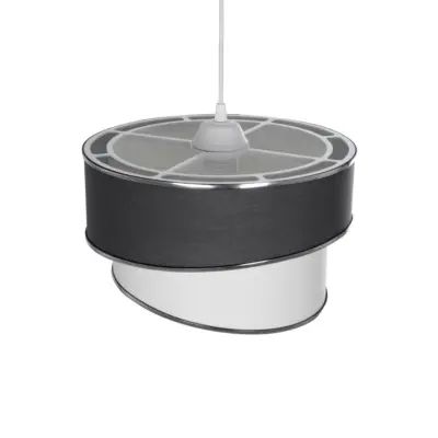 LEDTM® SONIA 203-0123 Μοντέρνο Κρεμαστό Φωτιστικό Καπέλο Μονόφωτο 1 x E27 IP20 Γκρι & Λευκό Ύφασμα με Ασημί Λεπτομέρεια - Μ30 x Π30 x Υ90 cm - Image 7