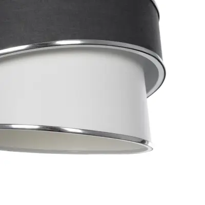 LEDTM® SONIA 203-0123 Μοντέρνο Κρεμαστό Φωτιστικό Καπέλο Μονόφωτο 1 x E27 IP20 Γκρι & Λευκό Ύφασμα με Ασημί Λεπτομέρεια - Μ30 x Π30 x Υ90 cm - Image 8
