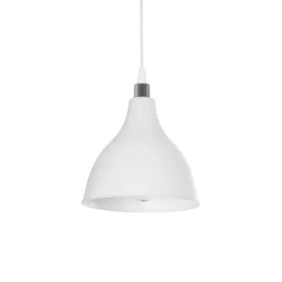 LEDTM® RADE 203-0126 Μοντέρνο Κρεμαστό Φωτιστικό Καμπάνα Μονόφωτο 1 x E27 IP20 Λευκό με Ασημί Πλαστικό - Μ18.5 x Π18.5 x Υ23cm