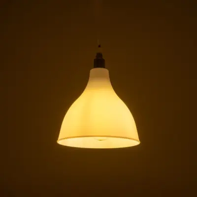 LEDTM® RADE 203-0126 Μοντέρνο Κρεμαστό Φωτιστικό Καμπάνα Μονόφωτο 1 x E27 IP20 Λευκό με Ασημί Πλαστικό - Μ18.5 x Π18.5 x Υ23cm - Image 3