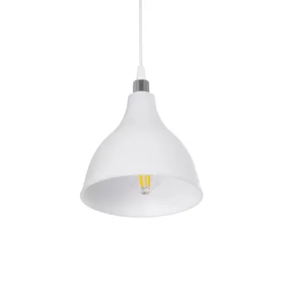 LEDTM® RADE 203-0126 Μοντέρνο Κρεμαστό Φωτιστικό Καμπάνα Μονόφωτο 1 x E27 IP20 Λευκό με Ασημί Πλαστικό - Μ18.5 x Π18.5 x Υ23cm - Image 6