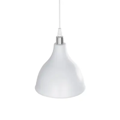 LEDTM® RADE 203-0126 Μοντέρνο Κρεμαστό Φωτιστικό Καμπάνα Μονόφωτο 1 x E27 IP20 Λευκό με Ασημί Πλαστικό - Μ18.5 x Π18.5 x Υ23cm - Image 7