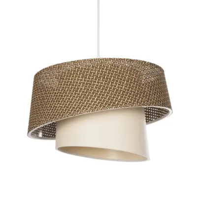 LEDTM® ALINA 203-0129 Μοντέρνο Κρεμαστό Φωτιστικό Καπέλο Μονόφωτο 1 x E27 IP20 Καφέ & Μπεζ Ύφασμα - Μ30 x Π30 x Υ20cm