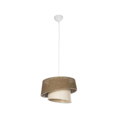 LEDTM® ALINA 203-0129 Μοντέρνο Κρεμαστό Φωτιστικό Καπέλο Μονόφωτο 1 x E27 IP20 Καφέ & Μπεζ Ύφασμα - Μ30 x Π30 x Υ20cm - Image 4