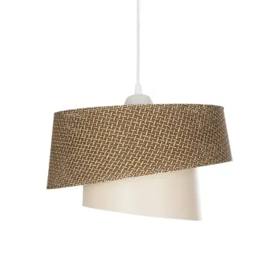 LEDTM® ALINA 203-0129 Μοντέρνο Κρεμαστό Φωτιστικό Καπέλο Μονόφωτο 1 x E27 IP20 Καφέ & Μπεζ Ύφασμα - Μ30 x Π30 x Υ20cm - Image 5