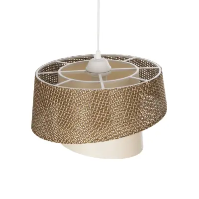 LEDTM® ALINA 203-0129 Μοντέρνο Κρεμαστό Φωτιστικό Καπέλο Μονόφωτο 1 x E27 IP20 Καφέ & Μπεζ Ύφασμα - Μ30 x Π30 x Υ20cm - Image 7