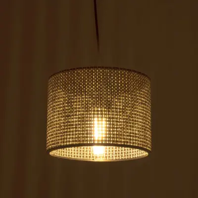 LEDTM® CLAIRIE 203-0132 Μοντέρνο Κρεμαστό Φωτιστικό Καπέλο Μονόφωτο 1 x E27 IP20 Καφέ Ύφασμα - Μ22 x Π22 x Υ18cm - Image 3