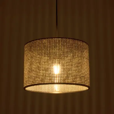 LEDTM® CLAIRIE 203-0135 Μοντέρνο Κρεμαστό Φωτιστικό Καπέλο Μονόφωτο 1 x E27 IP20 Καφέ Ύφασμα - Μ30 x Π30 x Υ22cm - Image 3