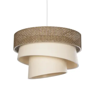 LEDTM® SIERA 203-0169 Μοντέρνο Κρεμαστό Φωτιστικό Καπέλο Μονόφωτο 1 x E27 IP20 Καφέ & Σκούρο Μπεζ Ύφασμα - Μ38 x Π38 x Υ26cm
