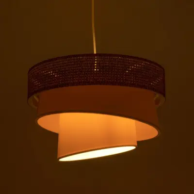 LEDTM® SIERA 203-0169 Μοντέρνο Κρεμαστό Φωτιστικό Καπέλο Μονόφωτο 1 x E27 IP20 Καφέ & Σκούρο Μπεζ Ύφασμα - Μ38 x Π38 x Υ26cm - Image 3