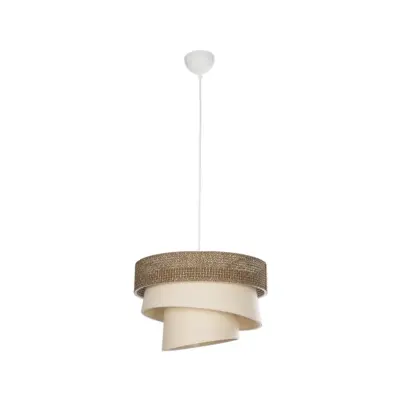 LEDTM® SIERA 203-0169 Μοντέρνο Κρεμαστό Φωτιστικό Καπέλο Μονόφωτο 1 x E27 IP20 Καφέ & Σκούρο Μπεζ Ύφασμα - Μ38 x Π38 x Υ26cm - Image 4