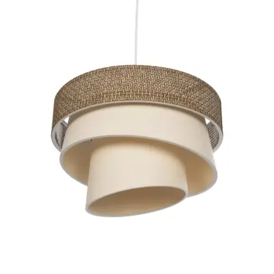 LEDTM® SIERA 203-0169 Μοντέρνο Κρεμαστό Φωτιστικό Καπέλο Μονόφωτο 1 x E27 IP20 Καφέ & Σκούρο Μπεζ Ύφασμα - Μ38 x Π38 x Υ26cm - Image 6