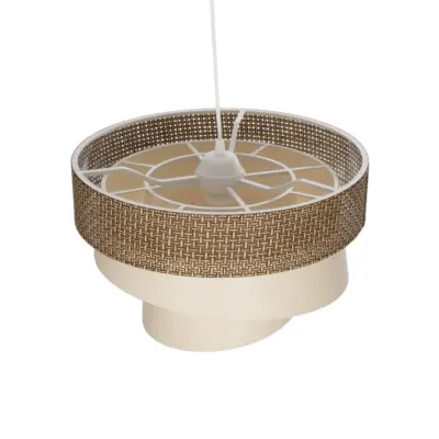 LEDTM® SIERA 203-0169 Μοντέρνο Κρεμαστό Φωτιστικό Καπέλο Μονόφωτο 1 x E27 IP20 Καφέ & Σκούρο Μπεζ Ύφασμα - Μ38 x Π38 x Υ26cm - Image 7