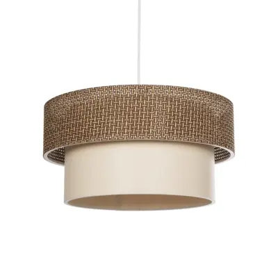 LEDTM® LIVI 203-0175 Μοντέρνο Κρεμαστό Φωτιστικό Καπέλο Μονόφωτο 1 x E27 IP20 Σκούρο Καφέ & Μπεζ Ύφασμα - Μ38 x Π38 x Υ30cm