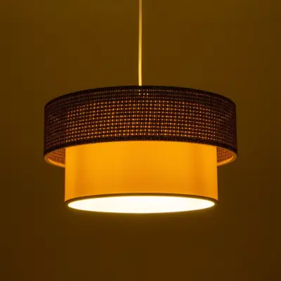 LEDTM® LIVI 203-0175 Μοντέρνο Κρεμαστό Φωτιστικό Καπέλο Μονόφωτο 1 x E27 IP20 Σκούρο Καφέ & Μπεζ Ύφασμα - Μ38 x Π38 x Υ30cm - Image 3