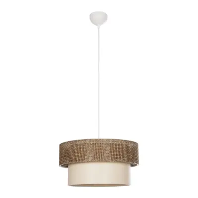 LEDTM® LIVI 203-0175 Μοντέρνο Κρεμαστό Φωτιστικό Καπέλο Μονόφωτο 1 x E27 IP20 Σκούρο Καφέ & Μπεζ Ύφασμα - Μ38 x Π38 x Υ30cm - Image 4