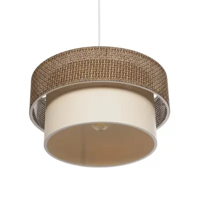 LEDTM® LIVI 203-0175 Μοντέρνο Κρεμαστό Φωτιστικό Καπέλο Μονόφωτο 1 x E27 IP20 Σκούρο Καφέ & Μπεζ Ύφασμα - Μ38 x Π38 x Υ30cm - Image 6